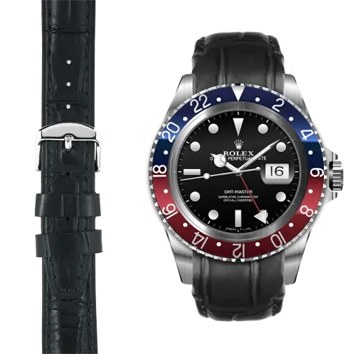 Curved End Leather Strap for Rolex GMT 1675 & 16750 with Tang Buckle