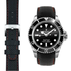 Curved End Racing Leather Strap for Rolex Sea-Dweller with Tang Buckle