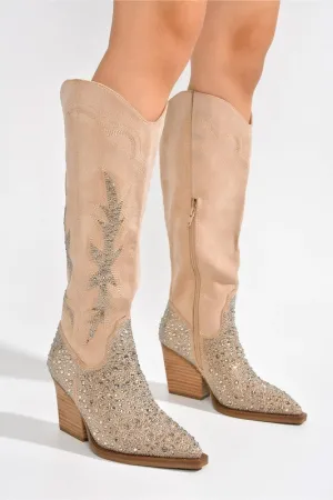 D-ANNISTONE-RHINESTONE, WESTERN BOOT