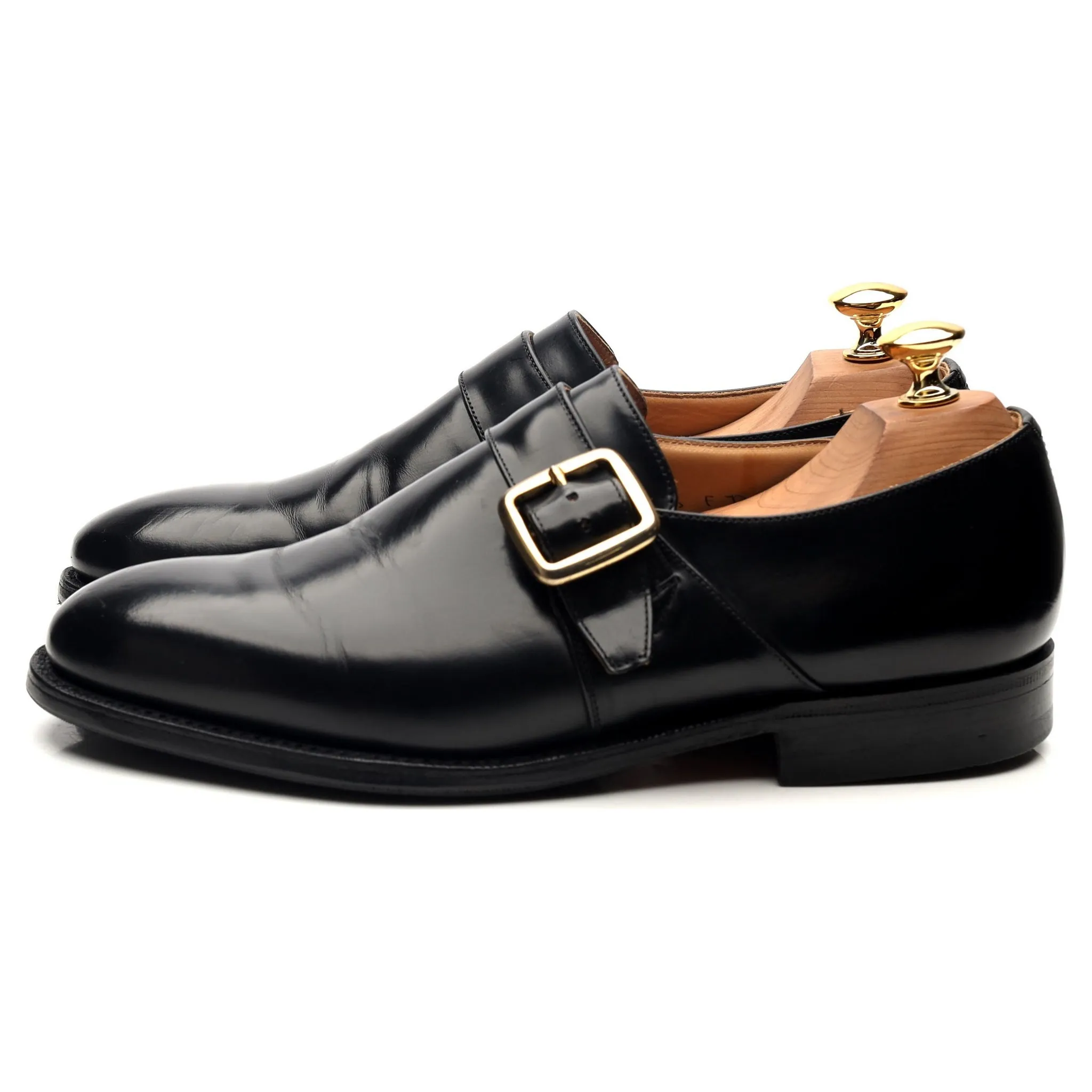 'Danube' Black Leather Monk Strap UK 6.5 F