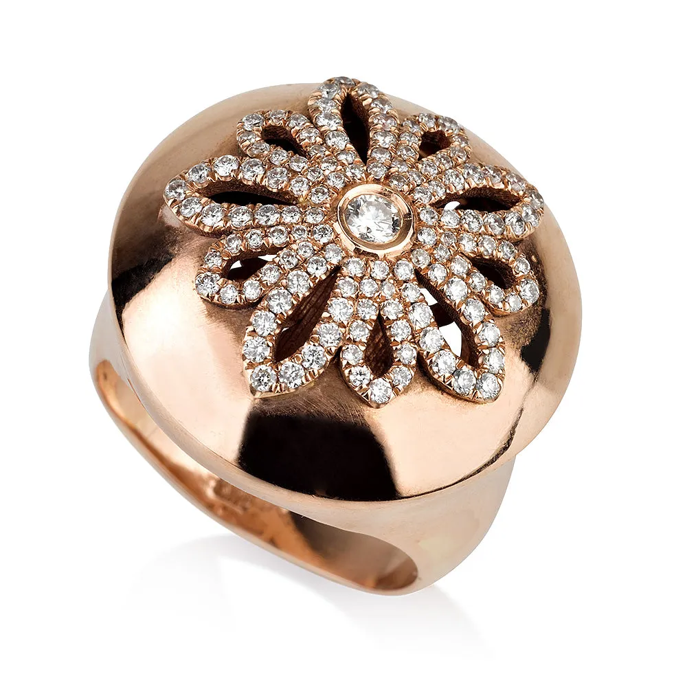 Decorative diamond pave Fern statement ring