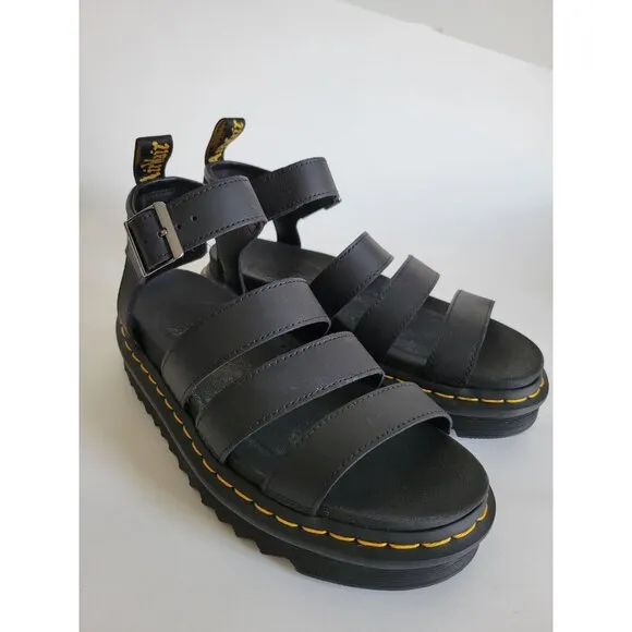 Doc Martin's Womens Black Blaire Hydro Leather Strap Platform Sandal size 7
