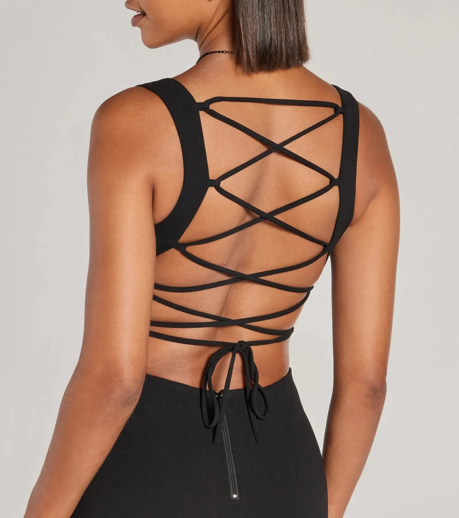 Everley Lace-Up Slit Mermaid Crepe Formal Dress