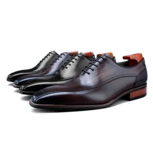 First Layer Cowhide Leather Lace-up Hair Men's Shoes