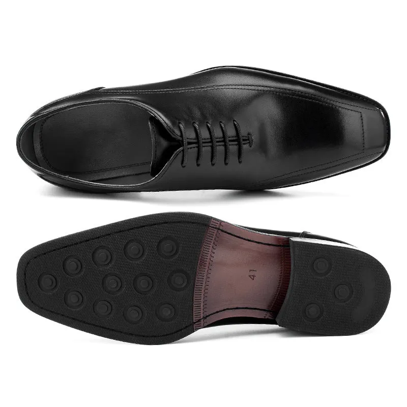 First Layer Cowhide Leather Lace-up Hair Men's Shoes