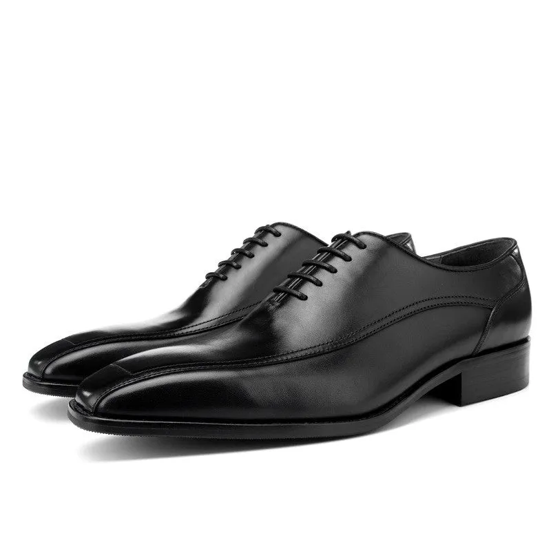 First Layer Cowhide Leather Lace-up Hair Men's Shoes