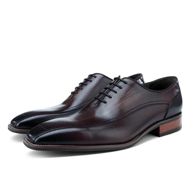 First Layer Cowhide Leather Lace-up Hair Men's Shoes