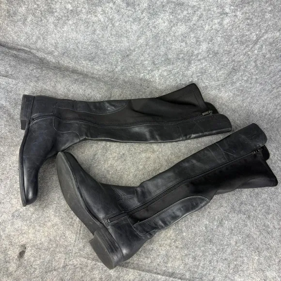 Franco Sarto Leather Elastic Over The Knee Flat Boots Sz 7 M Black