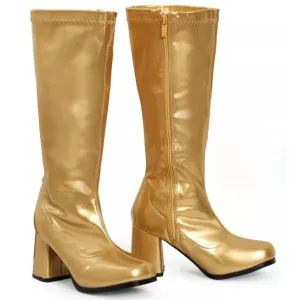 Gold Metallic Faux Leather Go Go Knee High Boots