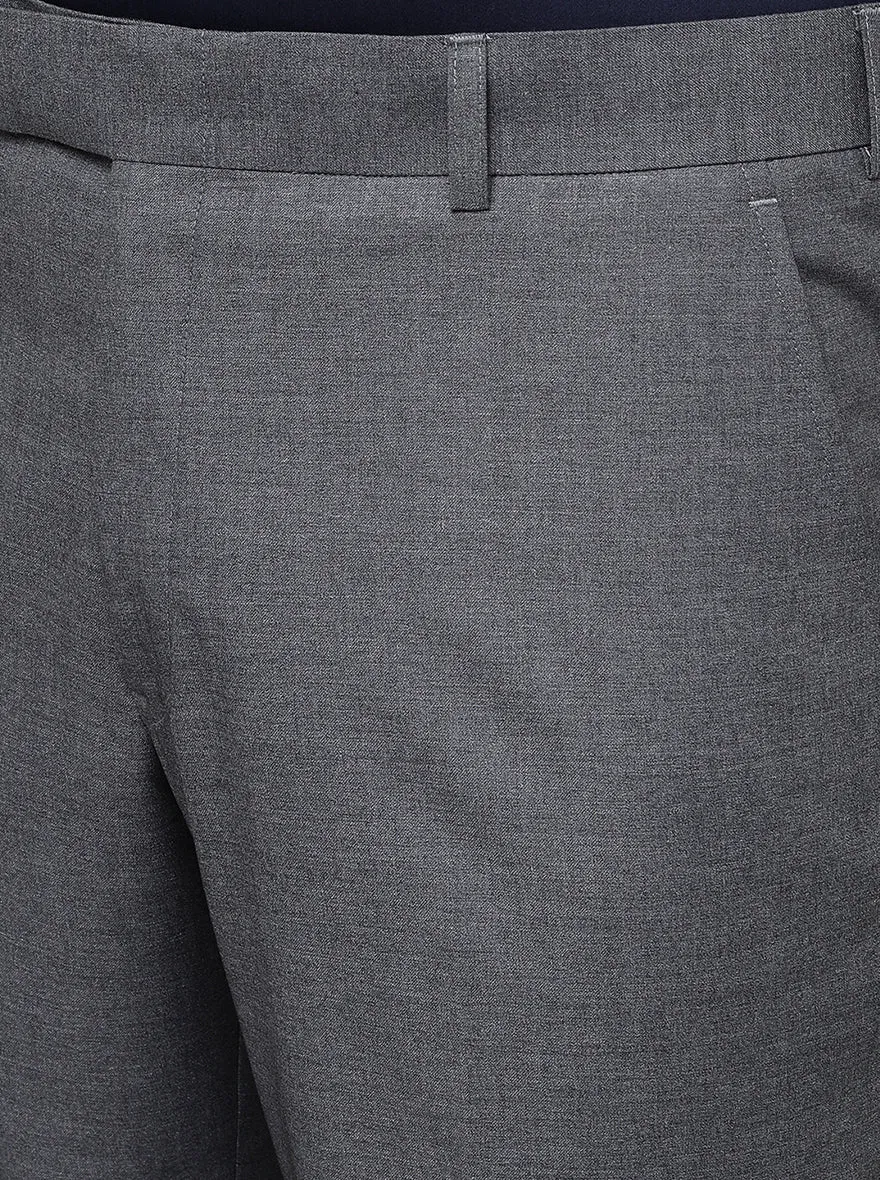 Grey Solid Classic Fit Formal Trouser | JadeBlue