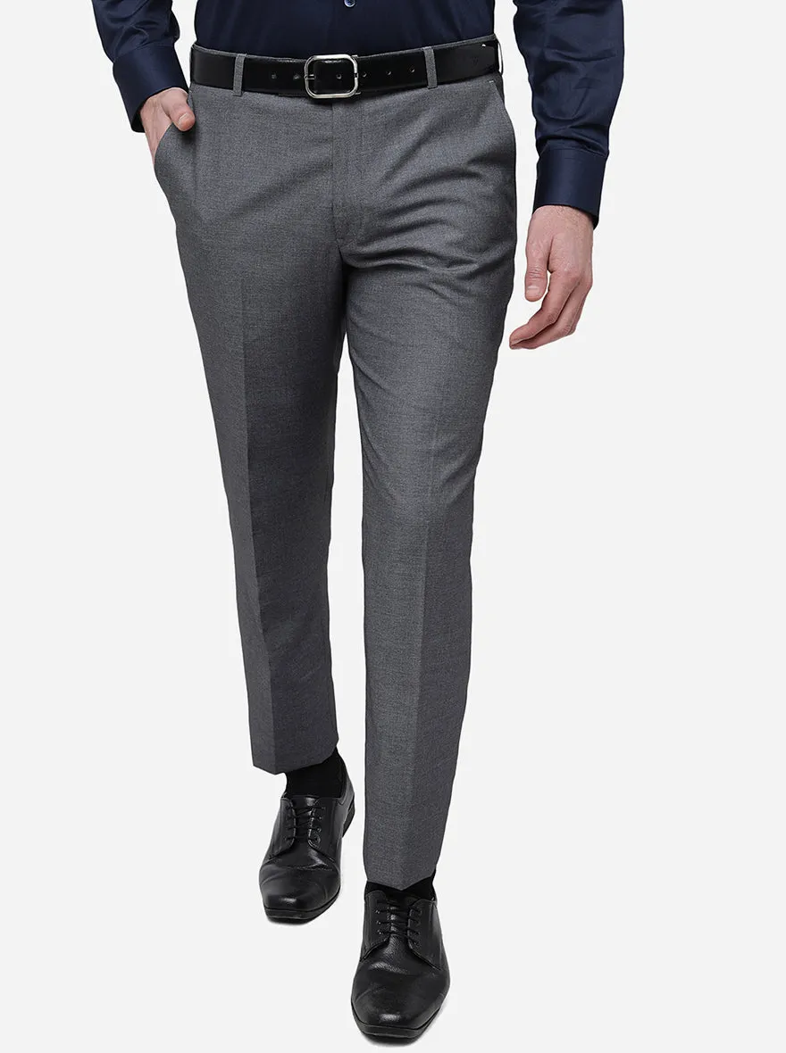 Grey Solid Classic Fit Formal Trouser | JadeBlue