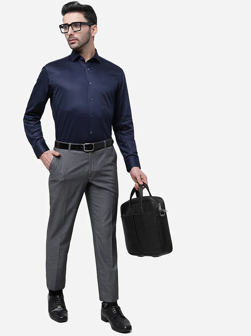 Grey Solid Classic Fit Formal Trouser | JadeBlue