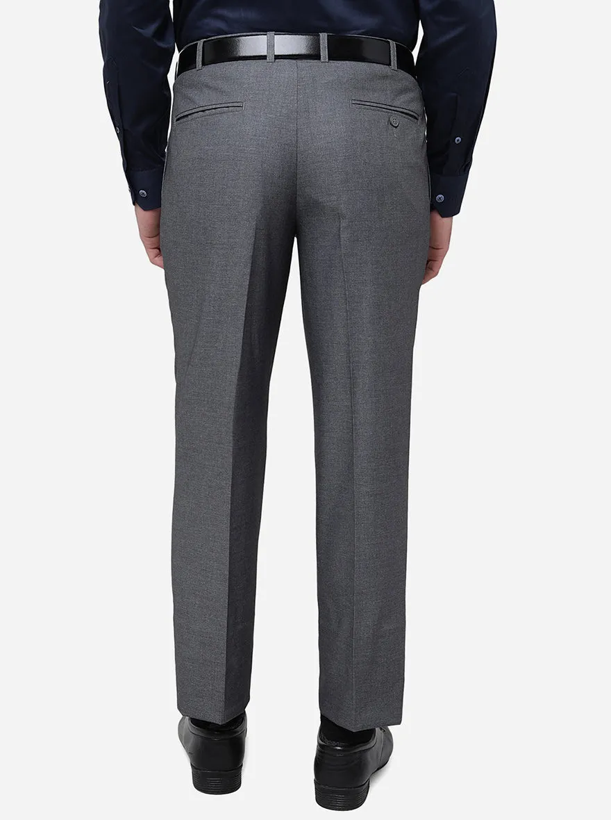 Grey Solid Classic Fit Formal Trouser | JadeBlue