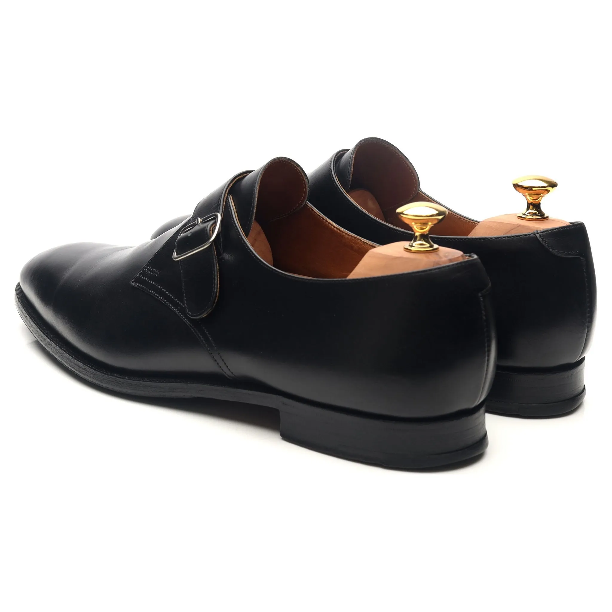 'Grosvenor' Black Leather Monk Strap UK 12 F