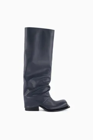 Havva Chunky Heel Trouser Boots - Navy