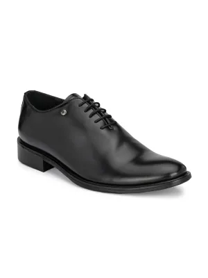Hitz Men's Black Leather Lace up Formal Shoes