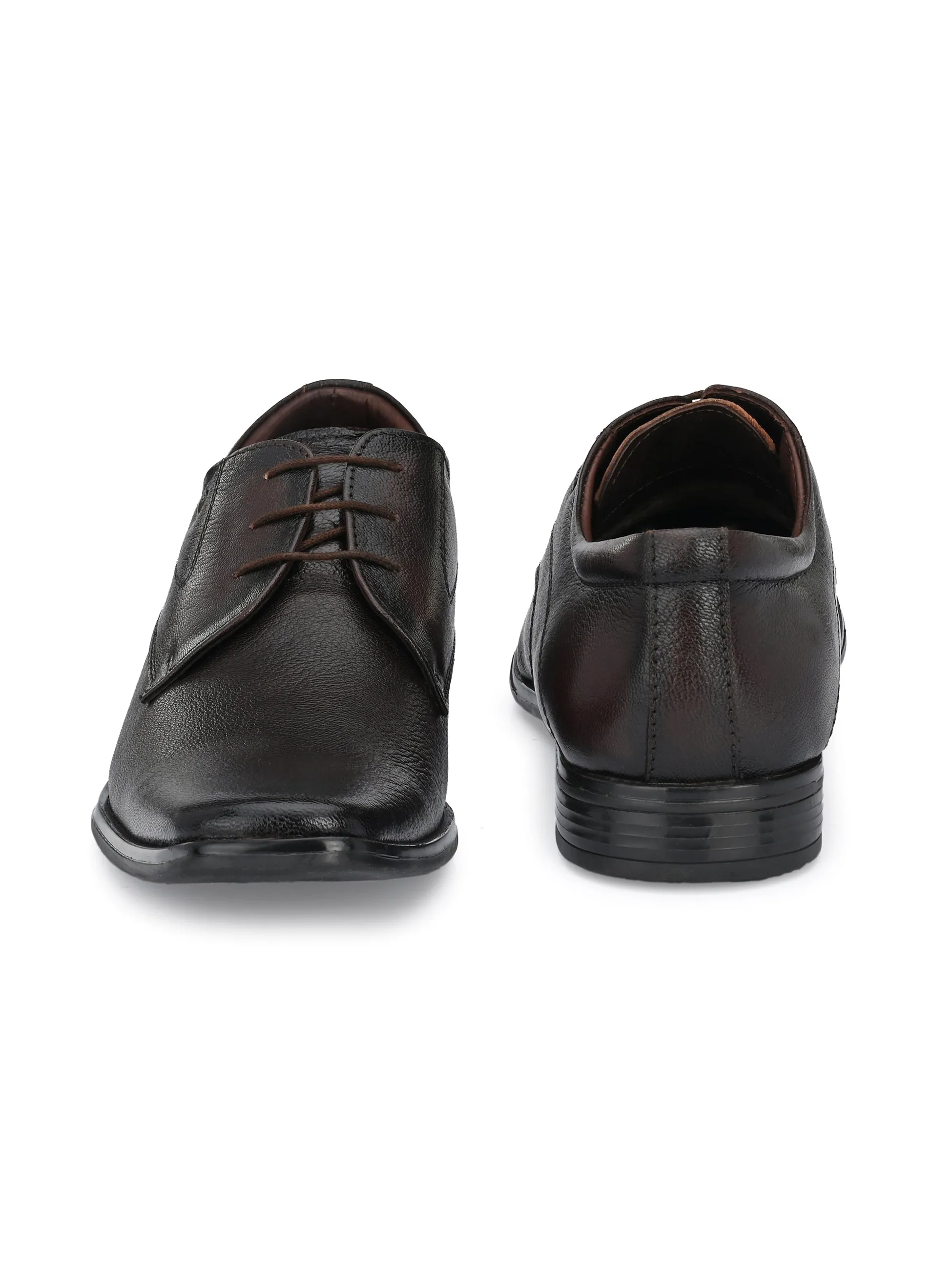 Hitz Men's Brown Leather Lace-up Formal Shoes