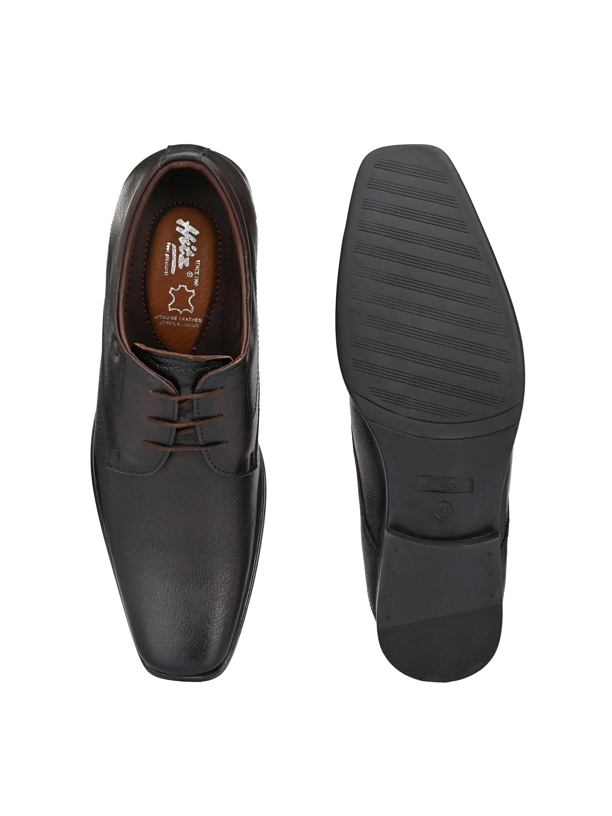 Hitz Men's Brown Leather Lace-up Formal Shoes