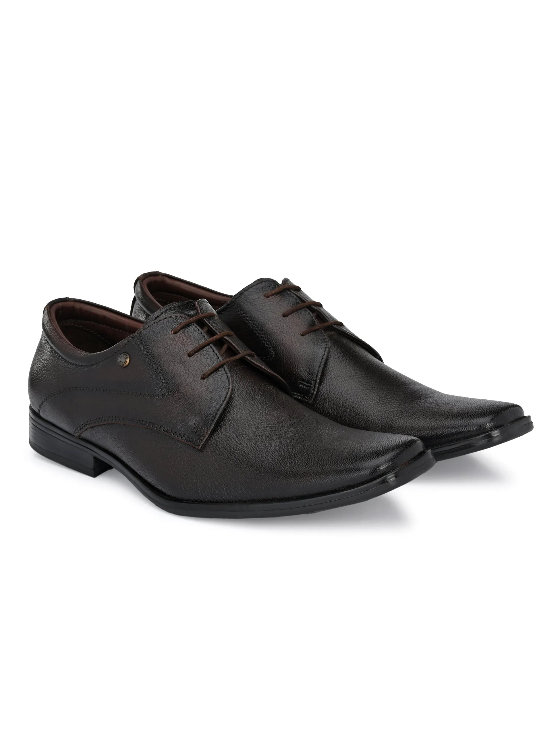 Hitz Men's Brown Leather Lace-up Formal Shoes