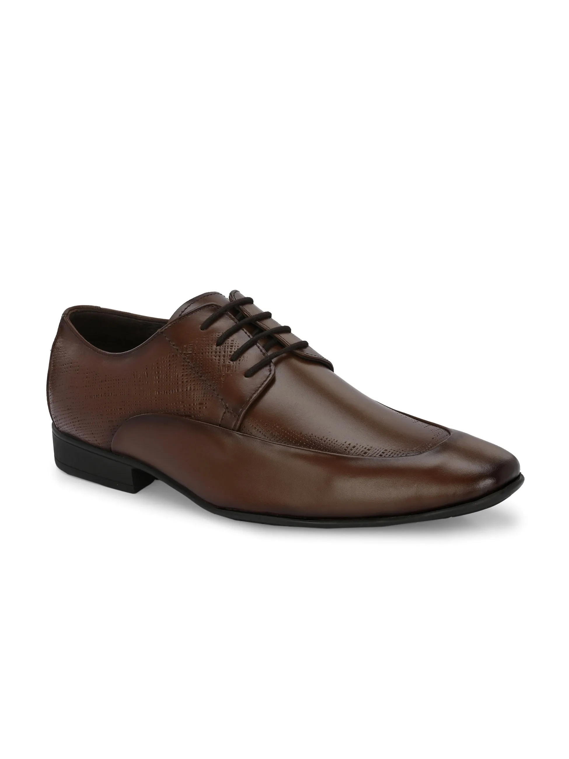 Hitz Men's Brown Leather Lace-up Semi-Formal Shoes