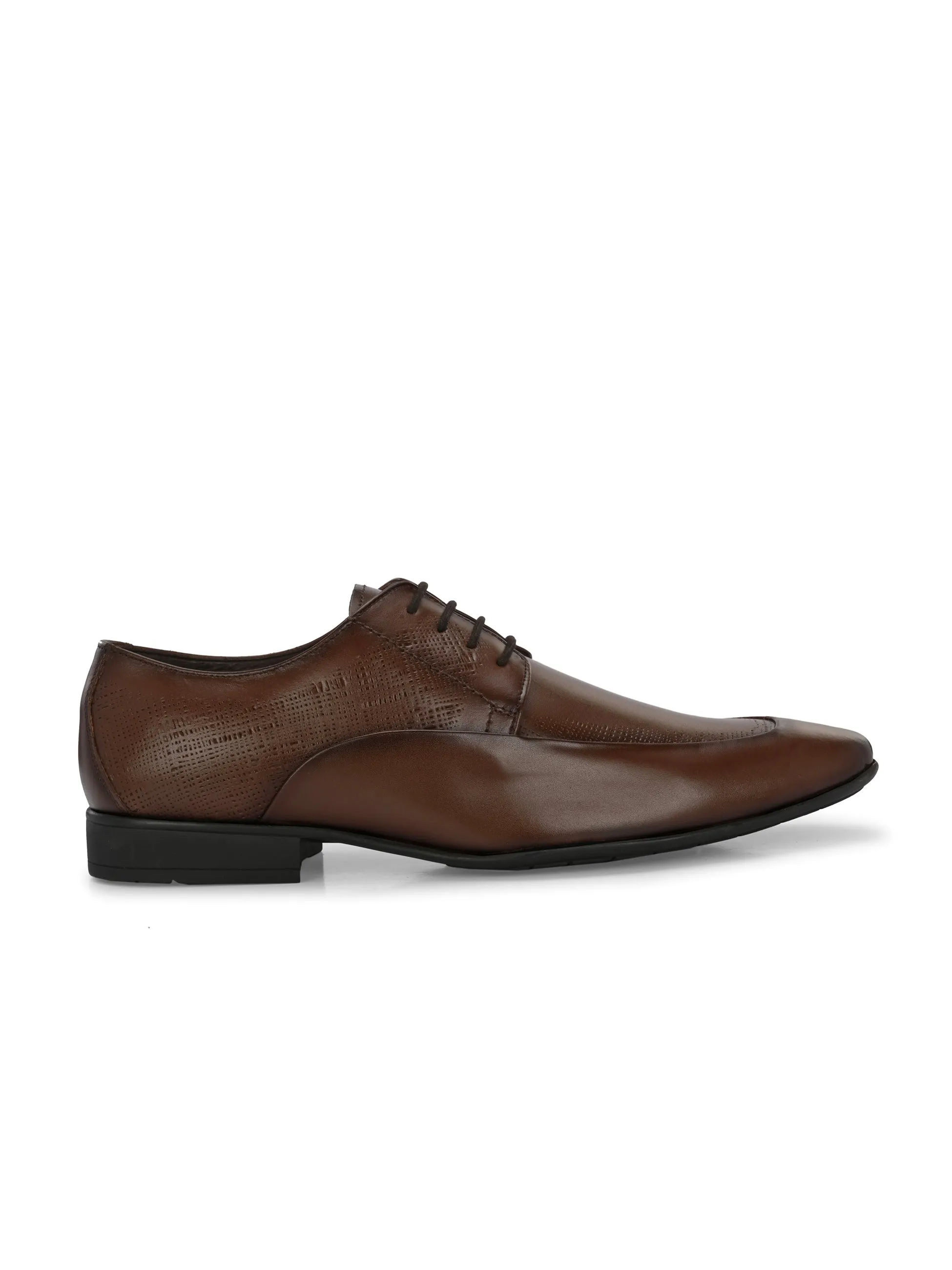 Hitz Men's Brown Leather Lace-up Semi-Formal Shoes