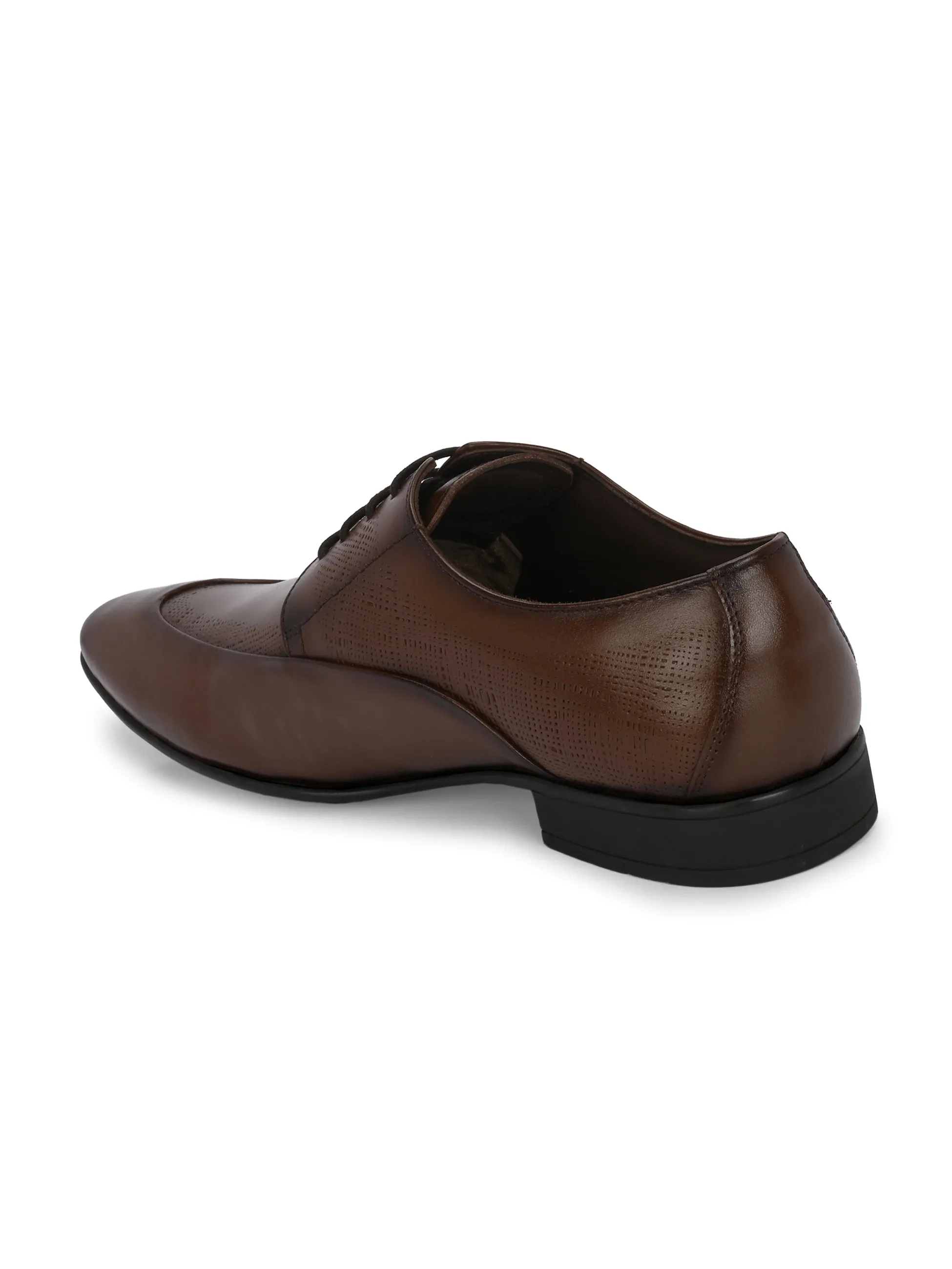 Hitz Men's Brown Leather Lace-up Semi-Formal Shoes
