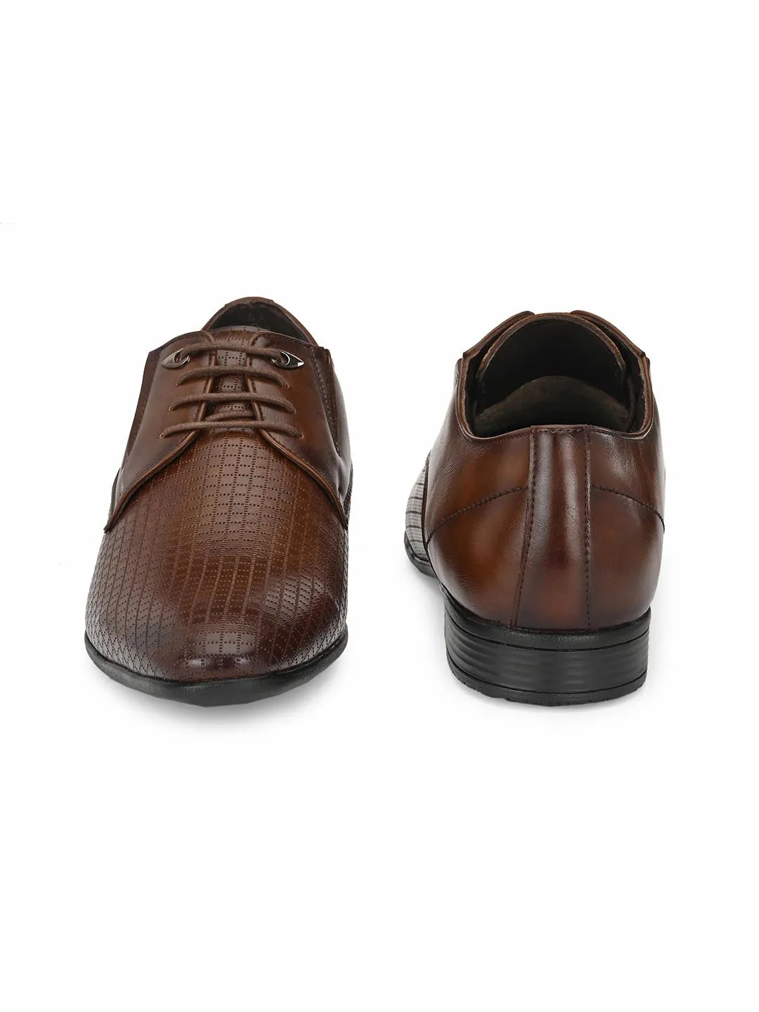Hitz Men's Brown Synthetic Lace-up Formal Shoes
