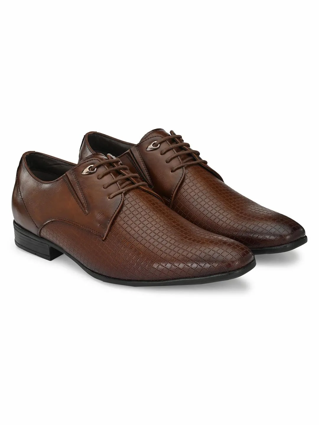 Hitz Men's Brown Synthetic Lace-up Formal Shoes