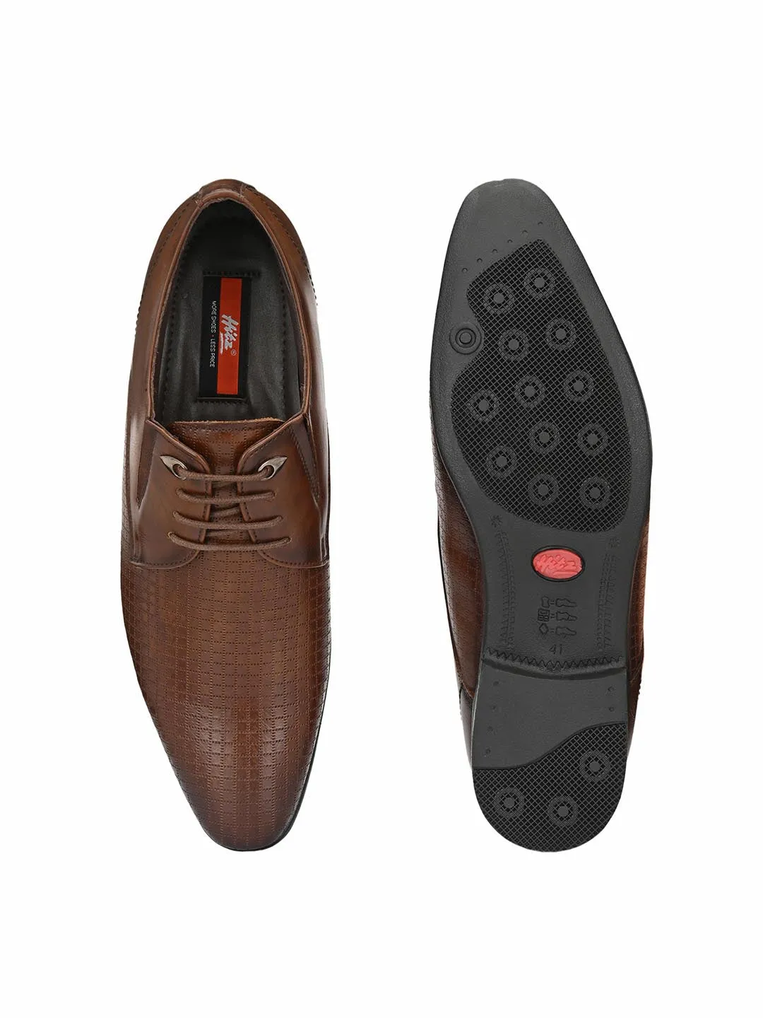 Hitz Men's Brown Synthetic Lace-up Formal Shoes
