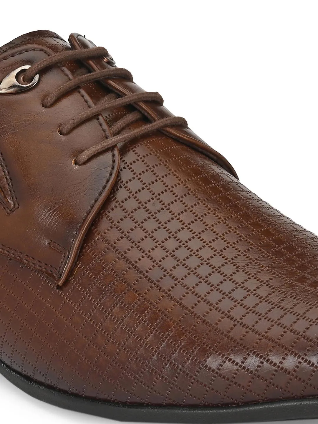 Hitz Men's Brown Synthetic Lace-up Formal Shoes