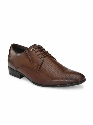 Hitz Men's Brown Synthetic Lace-up Formal Shoes