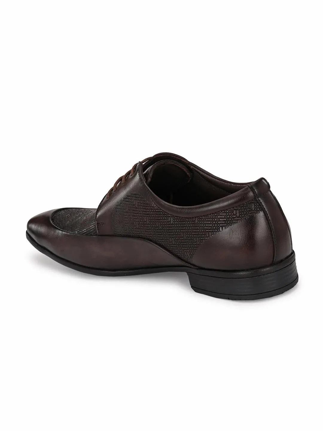 Hitz Men's Brown Synthetic Lace-up Semi-Formal Shoes