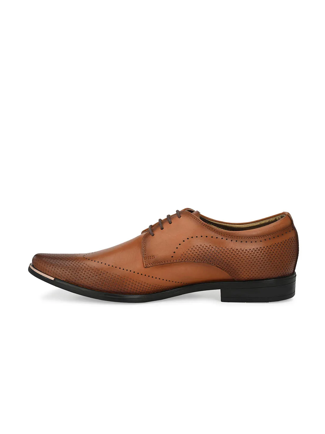 Hitz Men's Tan Leather Lace-up Semi-Formal Shoes