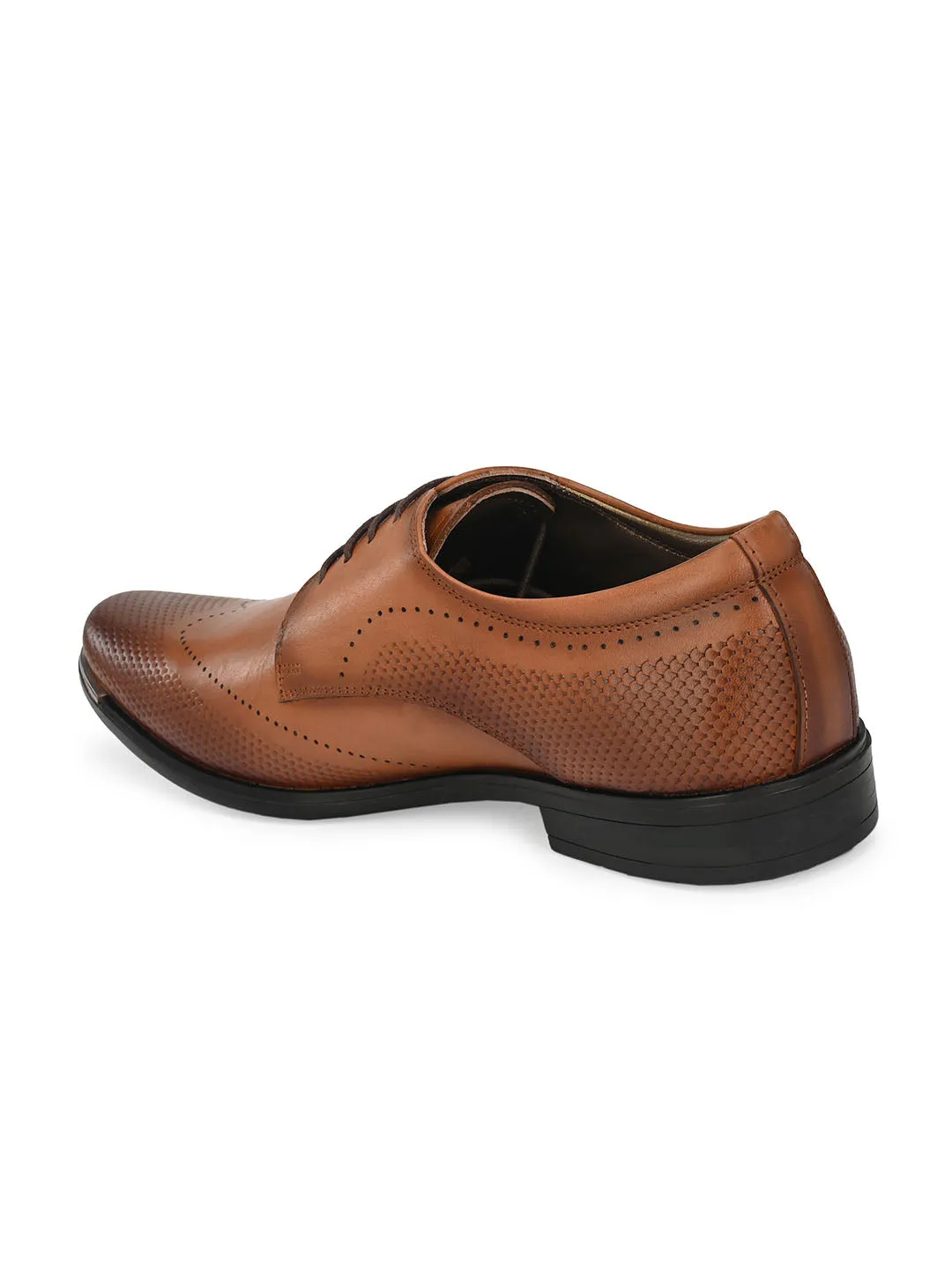 Hitz Men's Tan Leather Lace-up Semi-Formal Shoes