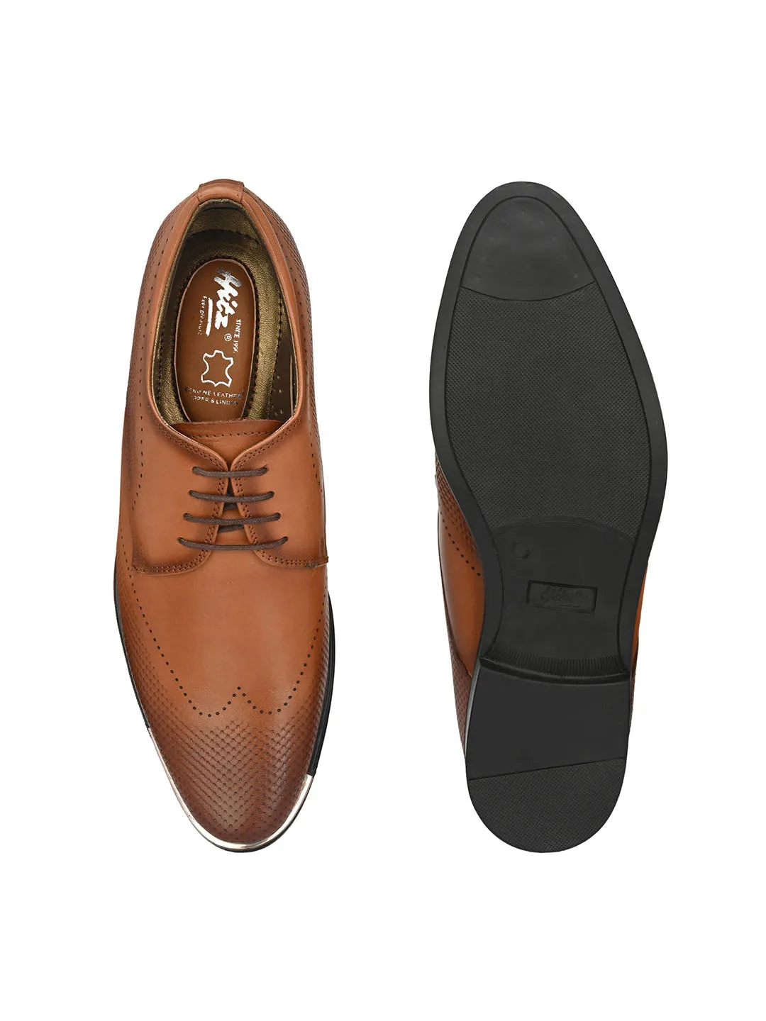 Hitz Men's Tan Leather Lace-up Semi-Formal Shoes