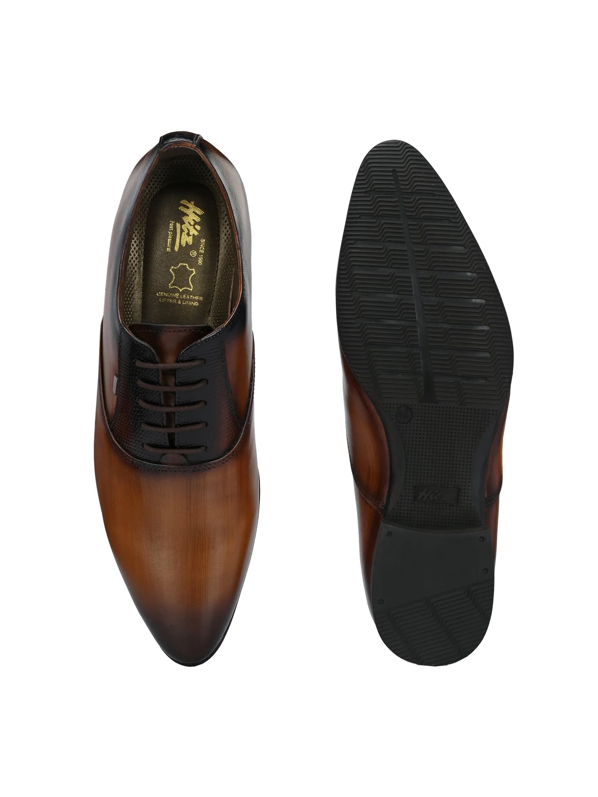HITZ7055 Men's Tan Leather Formal Lace Up Shoes