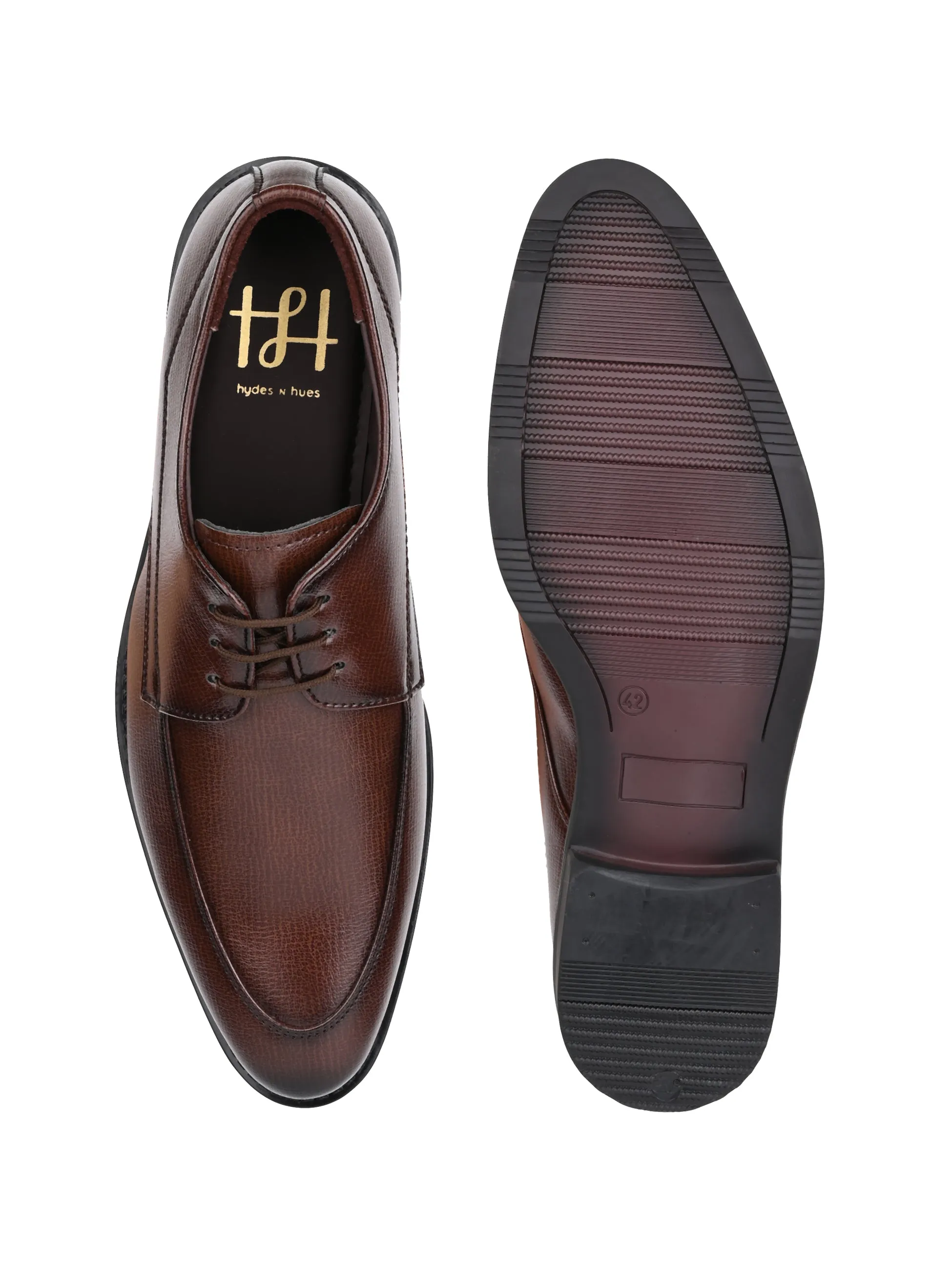 Hydes N Hues Men Brown Printed Lace-ups