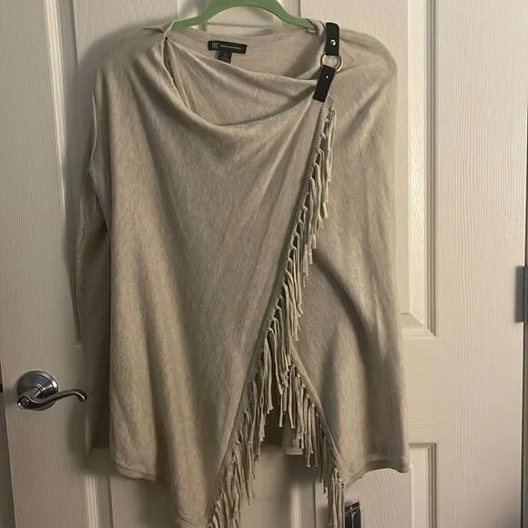 Inc fringe cross front sweater