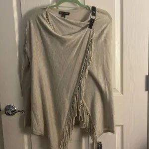 Inc fringe cross front sweater
