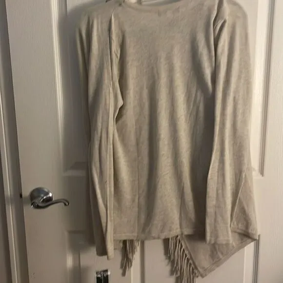 Inc fringe cross front sweater
