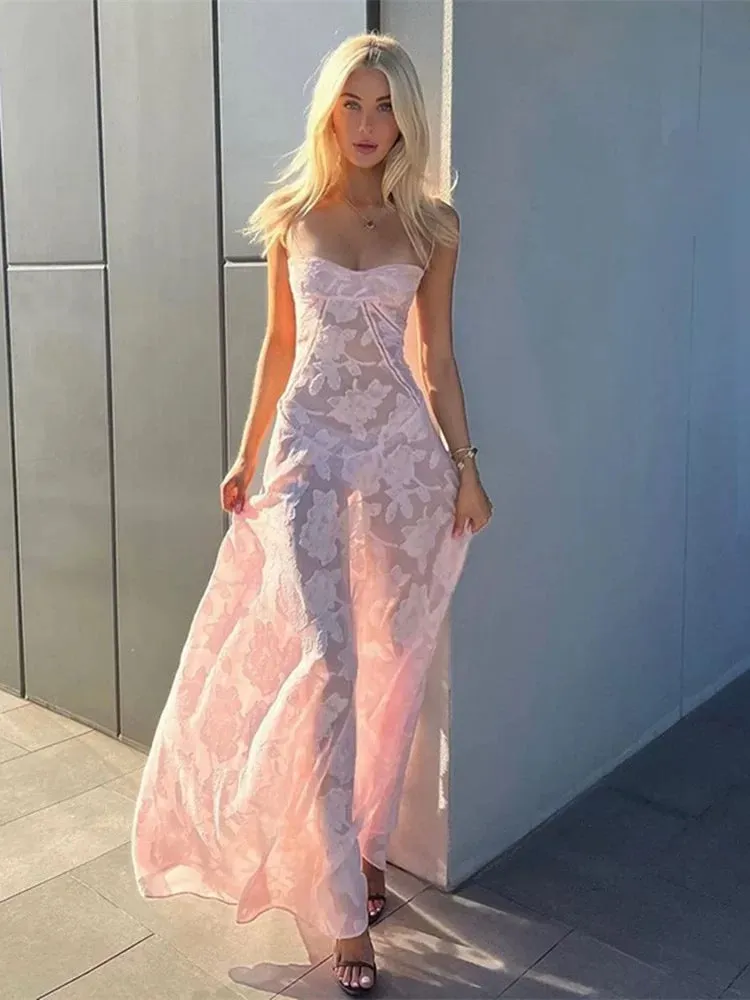JazzHer Pretty Mermaid Spaghetti Straps Light Pink Lace Prom Dresses Long Evening Dress (PRE-ORDER)