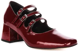 Justinreess England Kate Mary Jane Heel in Burgundy Patent