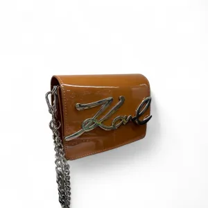 Karl Signature Patent Leather Bag 🤎✨ – Chic Minimalist Statement