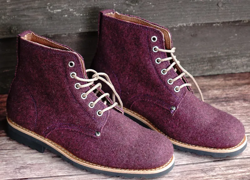 Katla Burel Lace-Up Boots - Cherry