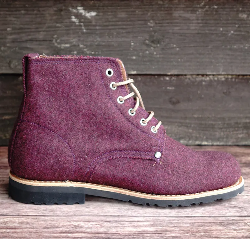 Katla Burel Lace-Up Boots - Cherry