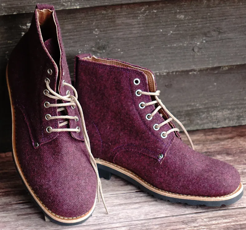 Katla Burel Lace-Up Boots - Cherry