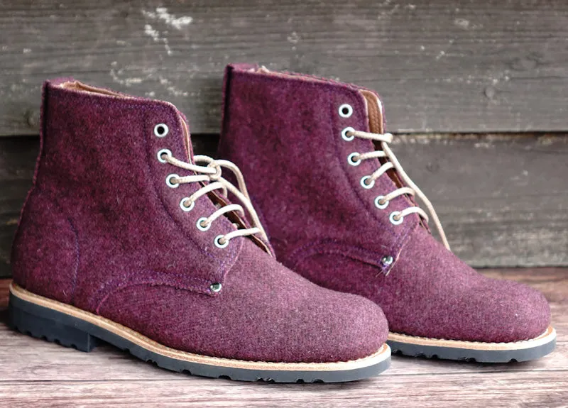 Katla Burel Lace-Up Boots - Cherry