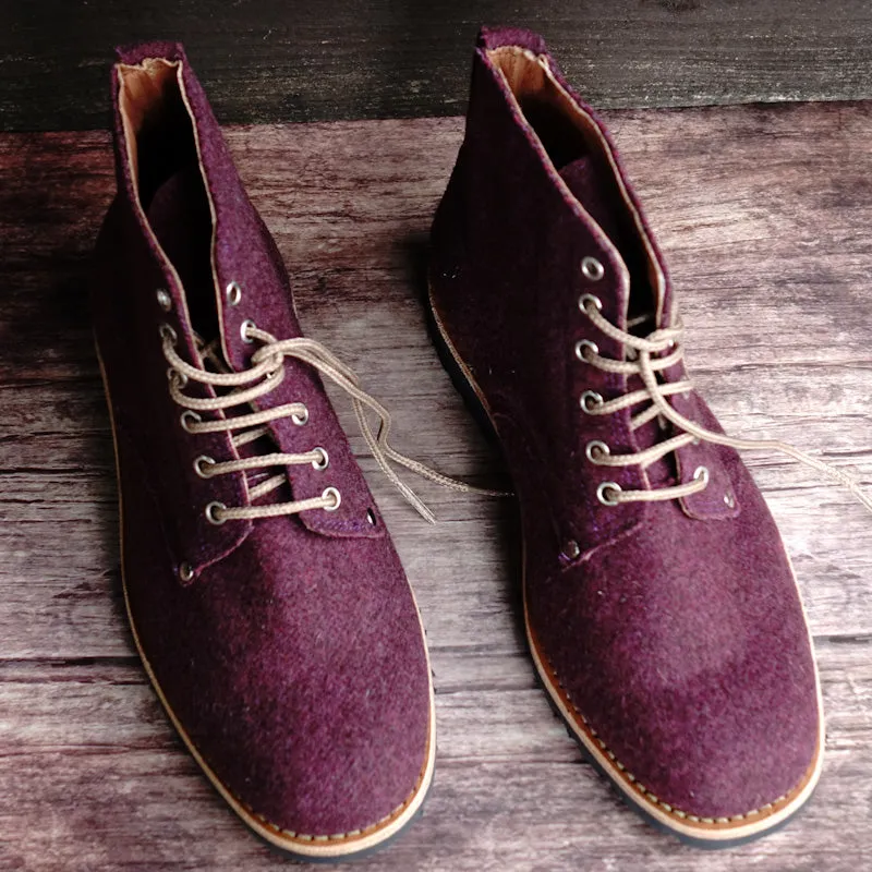 Katla Burel Lace-Up Boots - Cherry