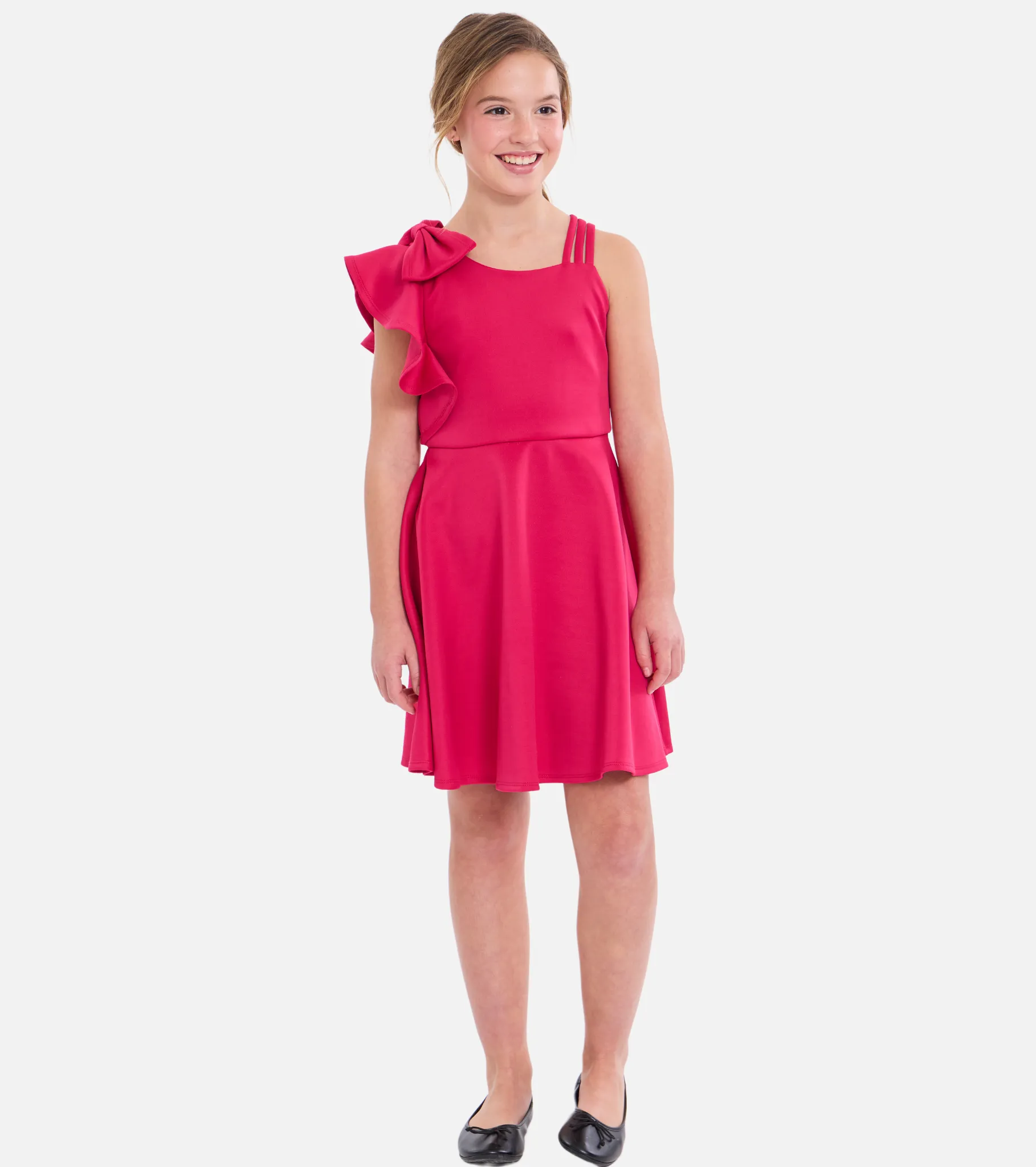 Kylie Ruffle Shoulder Skater Dress