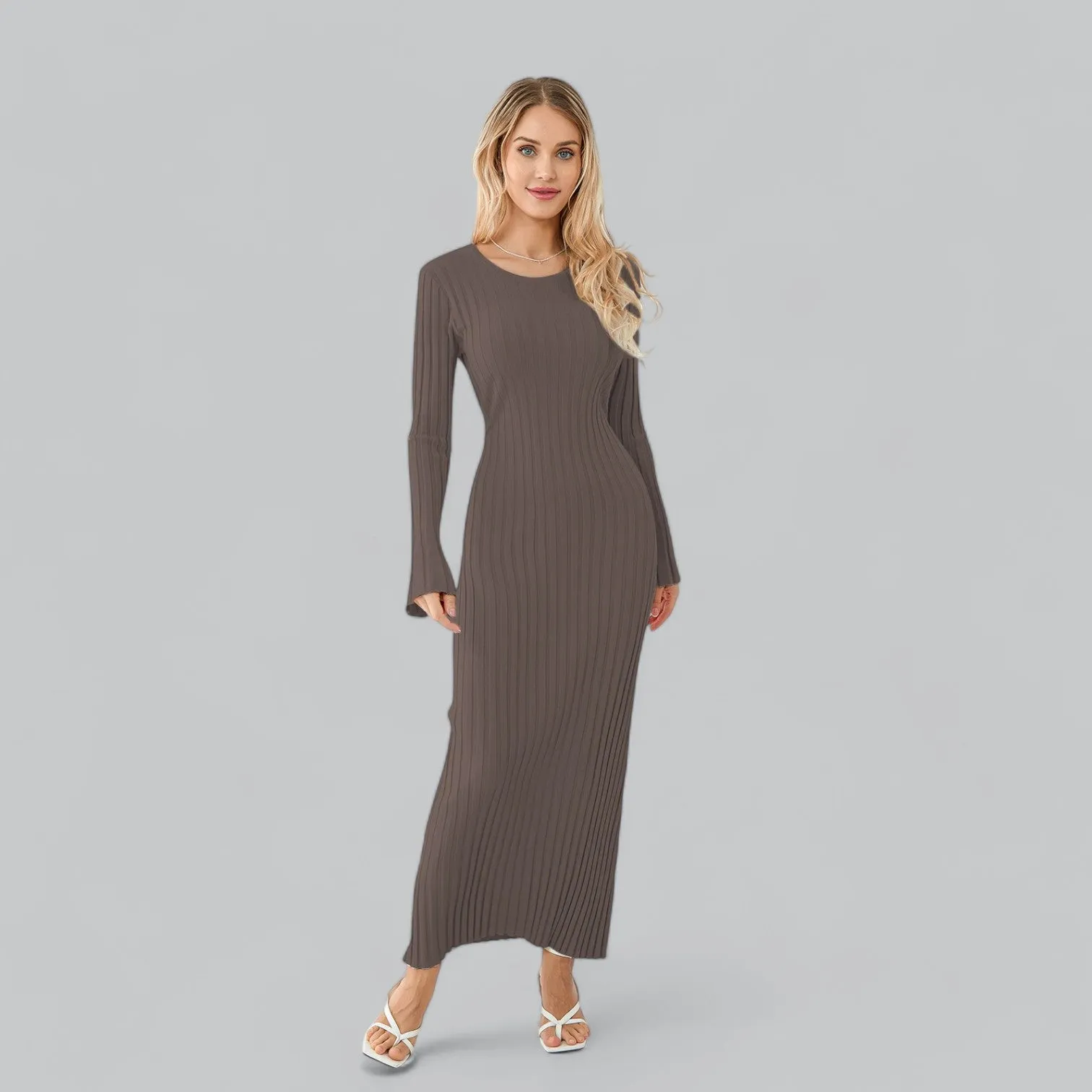 Lace-Up Long Sleeve Maxi Dress | Classy Design, Comfortable Fit, Perfect for Formal Events